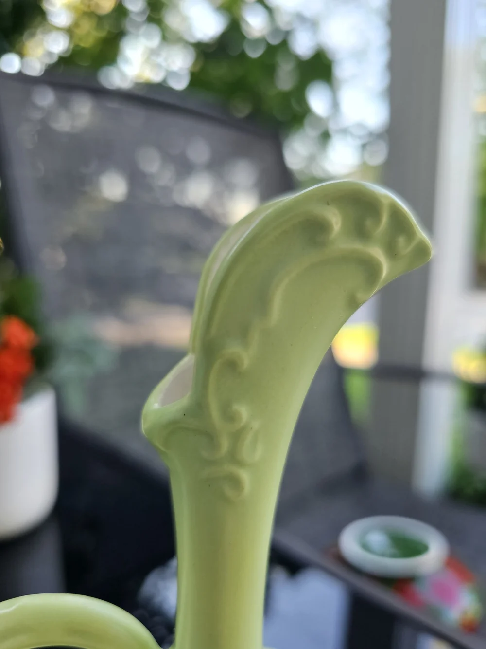 Vintage Niloak Pottery Rooster Ewer Pitcher Vase Matte Chartreuse Green MCM